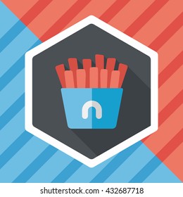 french fries flat icon with long shadow,eps10