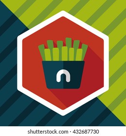 french fries flat icon with long shadow,eps10