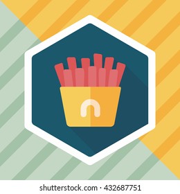 french fries flat icon with long shadow,eps10