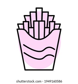 French fries flat icon. Pictogram for web. Line stroke. Isolated on white background. Vector eps10