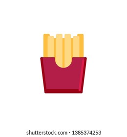 French fries flat icon, vector sign, Fried potato sticks colorful pictogram isolated on white. Fast food symbol, logo illustration. Flat style design