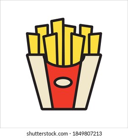 French Fries Flat Icon Vector Logo Template Illustration