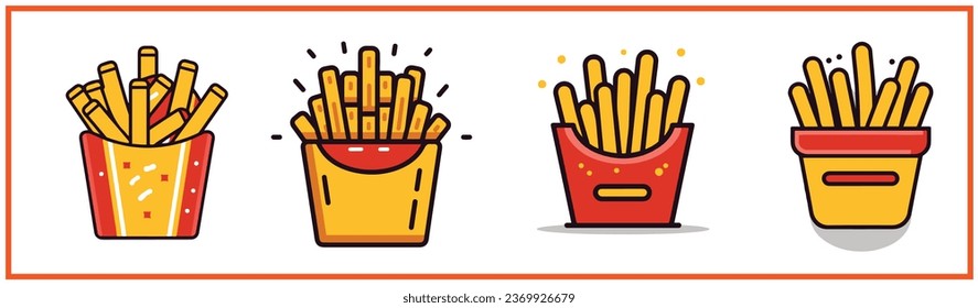 colección de siluetas de estilo de logotipo tipo vectorial mínimo de papas fritas