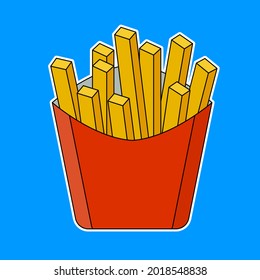 French fries flat vector illustration. Fries potato, fast food, junk food.