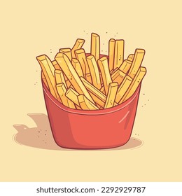 ilustración vectorial plana de patatas fritas. ilustración vectorial aislada de dibujos a mano de patatas fritas