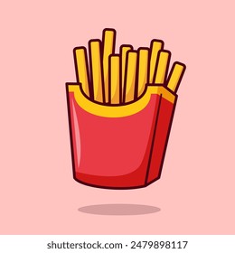 French Fries Floating Cartoon Vector Icon Illustration. Food Object Icon Concept Isolated Premium Vector. Flat Cartoon Style