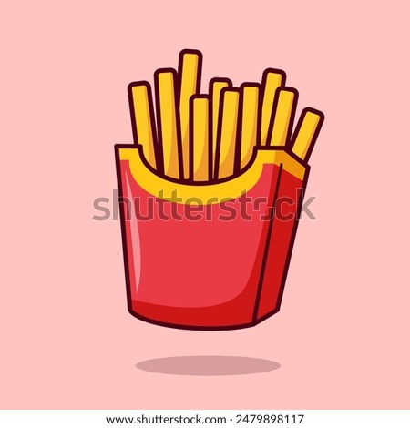 French Fries Floating Cartoon Vector Icon Illustration. Food Object Icon Concept Isolated Premium Vector. Flat Cartoon Style