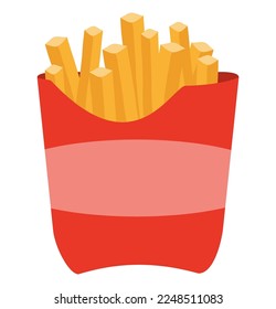 french fries food flat icon vector illustration isolated on white background