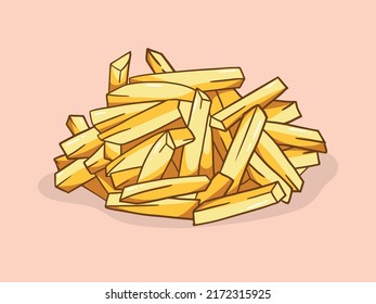 Pommes frites, handgezeichnet, Vektorgrafik.