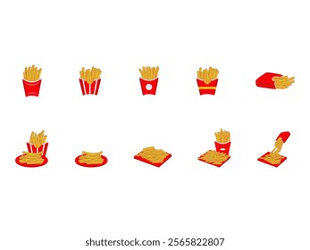 French Fries Food Illustration Element Set