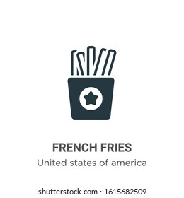 French fries glyph icon vector on white background. Flat vector french fries icon symbol sign from modern united states collection for mobile concept and web apps design.