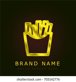 French fries golden metallic logo