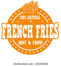 French fries grunge rubber stamp on white background, vector illustration