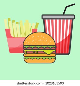 Burger Fried Chicken French Fries Soda Stock Vector (Royalty Free ...