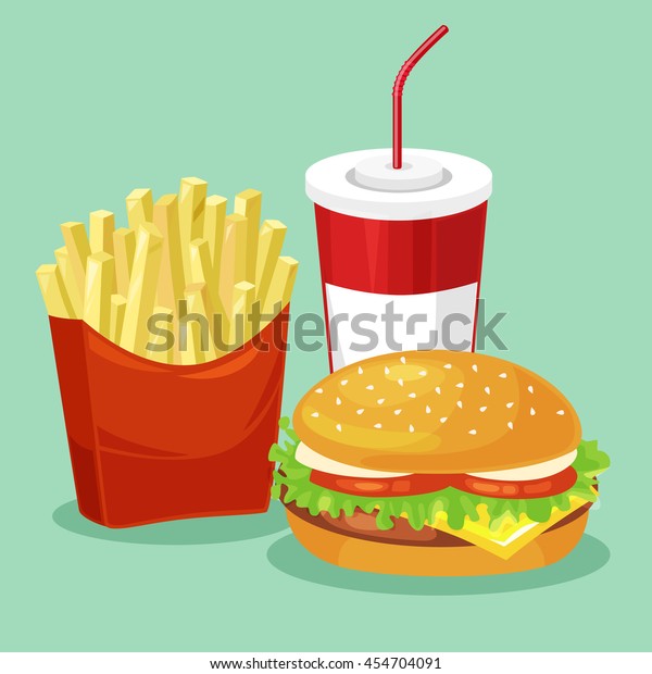 French Fries Hamburger Soda Takeaway Vector Stock Vector (Royalty Free ...