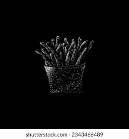 french fries hand drawing vector isolated on black background.
