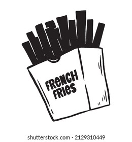 French fries Hand drawn illustration.
