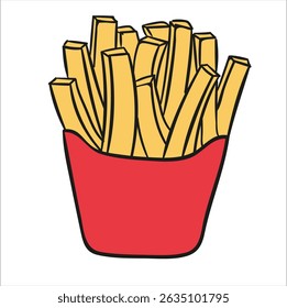 French fries hand drawn image clip art vector