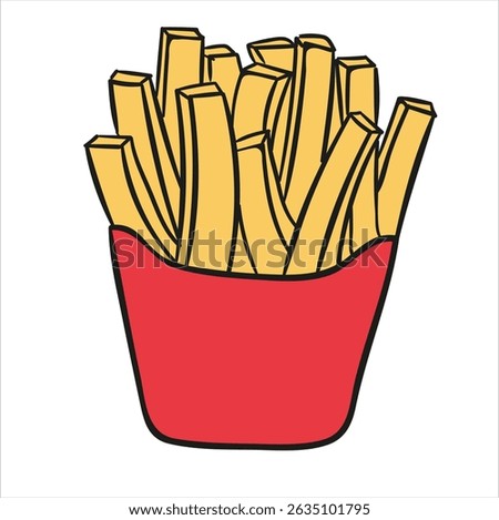 French fries hand drawn image clip art vector