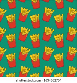 french fries hand drawn pattern template vector