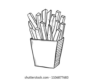 French fries hand drawn sketch illustration isolated on white background for menu