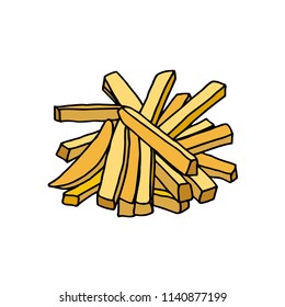 French fries. Hand drawn sketch. Vector illustration isolated on white background