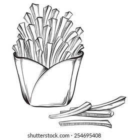 French fries. Hand drawn vector illustrations