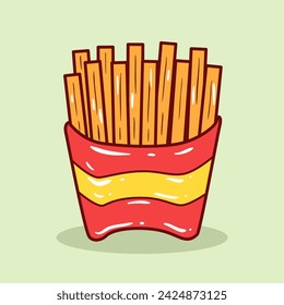 French fries hand-drawn element vector illustration