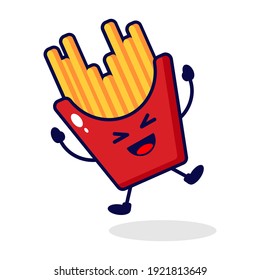 French fries happy cute character illustration