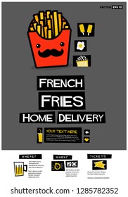 French Fries Home Delivery Retro Style Poster Design