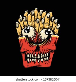 French Fries Horror Monster Graphic Illustration Vector Art T-shirt Design