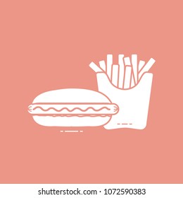 French fries and hot dogs. Harmful eating habits. Design for banner and print.