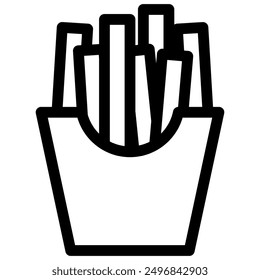 french fries icon with black outline style