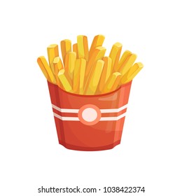 French fries icon. Cartoon fast food. Vector isolated  illustration.  For menu.