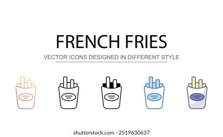 French fries icon design with white background stock illustration