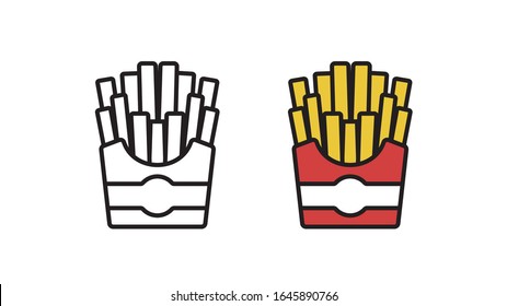 French fries icon. Fast food linear symbol. Simple vector illustration in flat style.