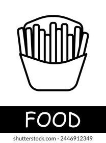 French fries icon. Fast food, junk food, delicacy, gourmet craftsmanship and culinary creativity, simplicity, silhouette, snack, exquisite cuisine. Delicious and unusual food concept.