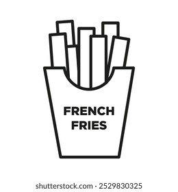 French fries icon flat line symbol set.