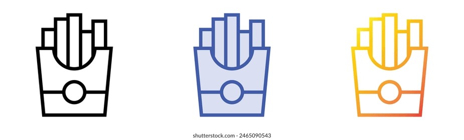 french fries icon. Linear, Blue Fill and Gradient Style Design Isolated On White Background