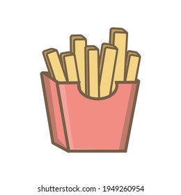 French fries icon. French fries icon on a white background, Vector illustration. Fast Food Vector Icon. French Fries Potato Bucket.