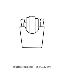 French Fries Icon, outline icon, black and white vector