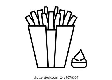 French fries icon. icon related to fast food. suitable for web site, app, user interfaces, printable etc. line icon style. simple vector design editable