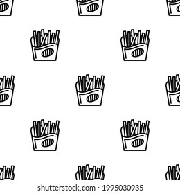 French Fries Icon Seamless Pattern, Fast Food Icon, Finger Chips, Deep Fried Potato Vector Art Illustration