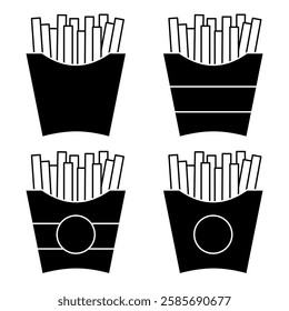 French Fries Icon Set. Vector Linear Illustration of French Fries. French Fries Symbol. French Fries Vector Icon in line style design.