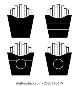 French Fries Icon Set. Vector Linear Illustration of French Fries. French Fries Symbol. French Fries Vector Icon in line style design.
