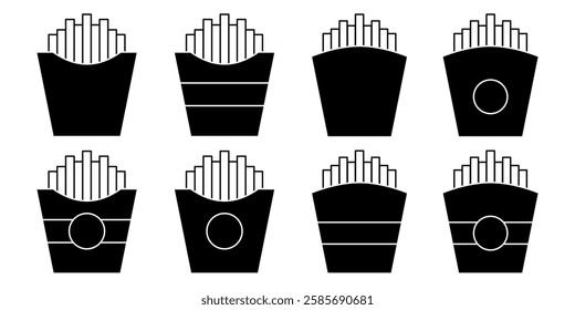 French Fries Icon Set. Vector Linear Illustration of French Fries. French Fries Symbol. French Fries Vector Icon in line style design.