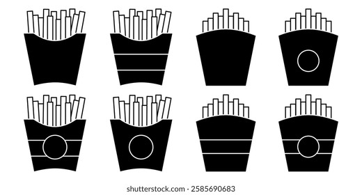 French Fries Icon Set. Vector Linear Illustration of French Fries. French Fries Symbol. French Fries Vector Icon in line style design.