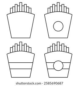 French Fries Icon Set. Vector Linear Illustration of French Fries. French Fries Symbol. French Fries Vector Icon in line style design.