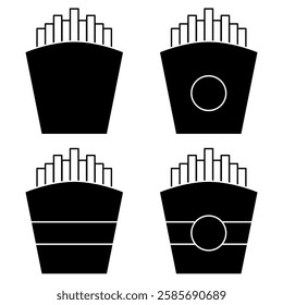 French Fries Icon Set. Vector Linear Illustration of French Fries. French Fries Symbol. French Fries Vector Icon in line style design.