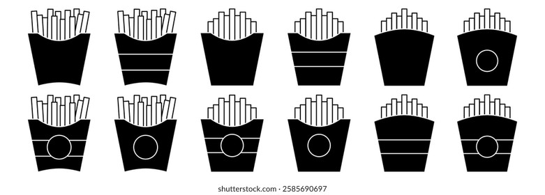 French Fries Icon Set. Vector Linear Illustration of French Fries. French Fries Symbol. French Fries Vector Icon in line style design.